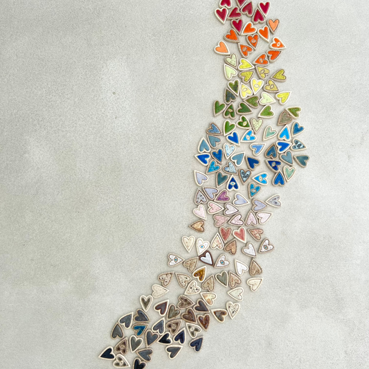 A collection of multicolored hearts