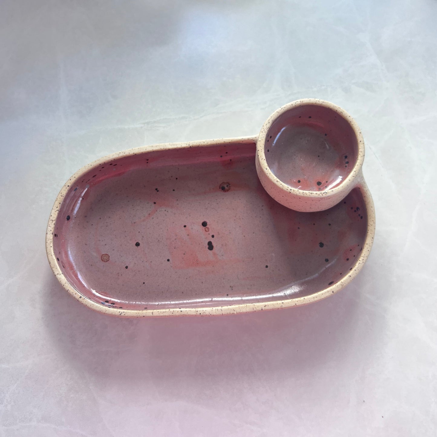 Ceramic dip bowl and plate set