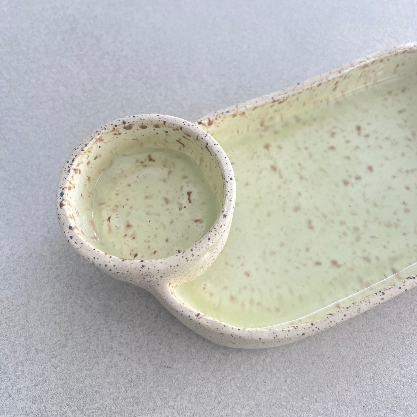 Ceramic dip bowl and plate