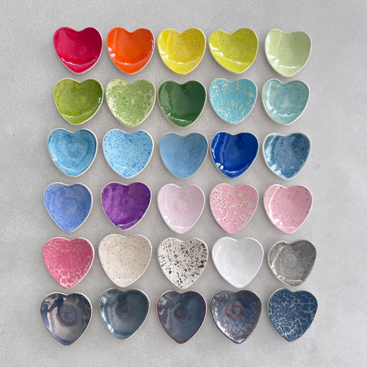 collection of colorful heart dish