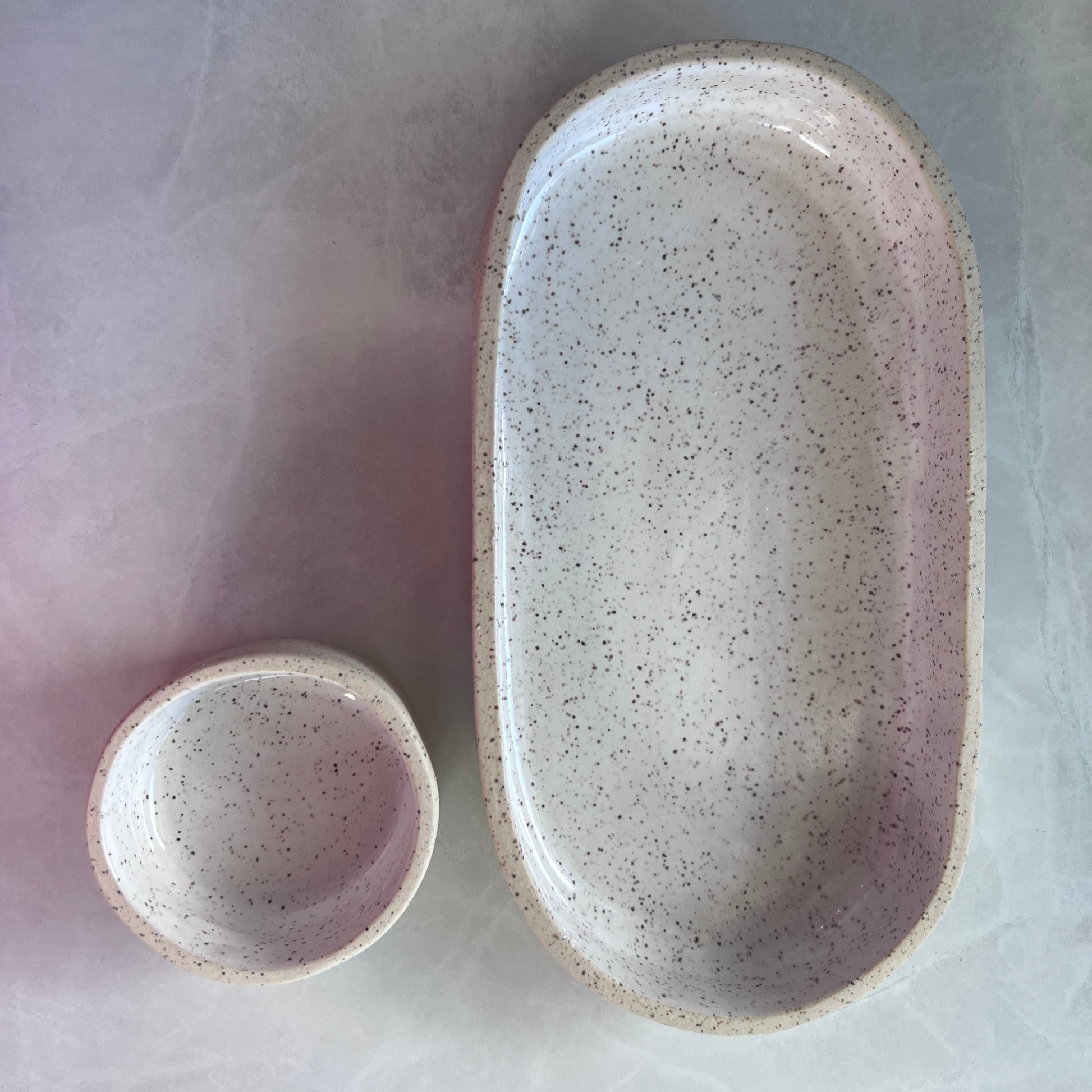 Ceramic dip bowl and plate set