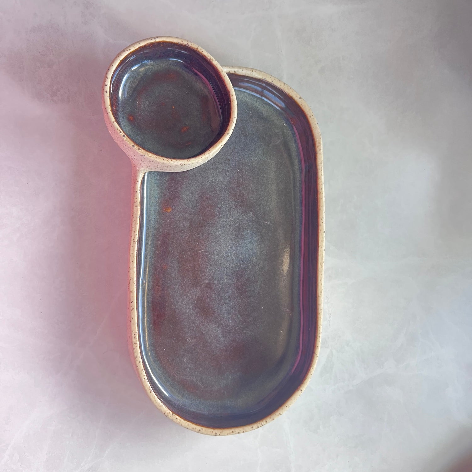 Ceramic dip bowl and plate set