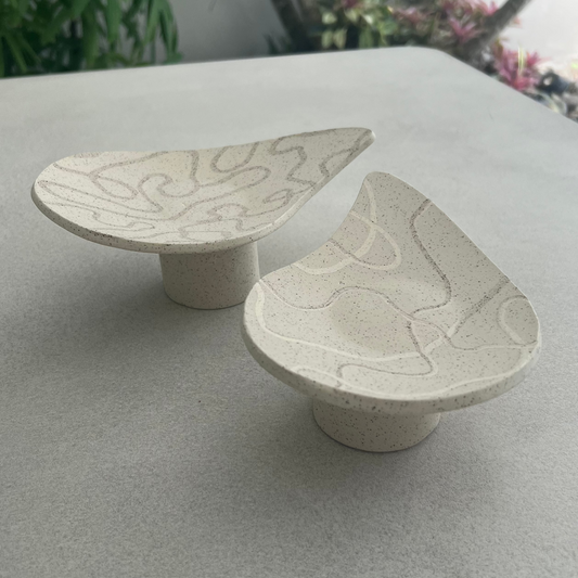 striped cream bowl