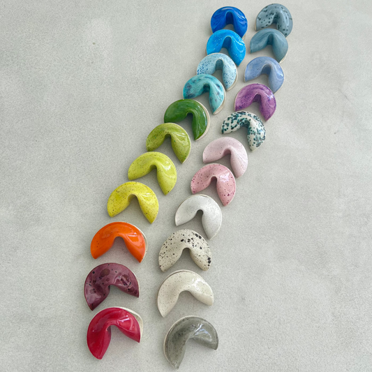 ceramic fortune cookies colorful rainbow