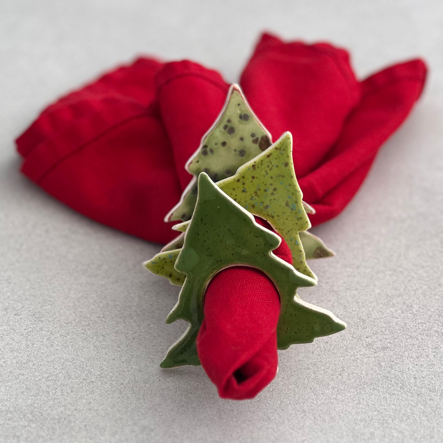 tree-shaped holiday napkin rings ceramic