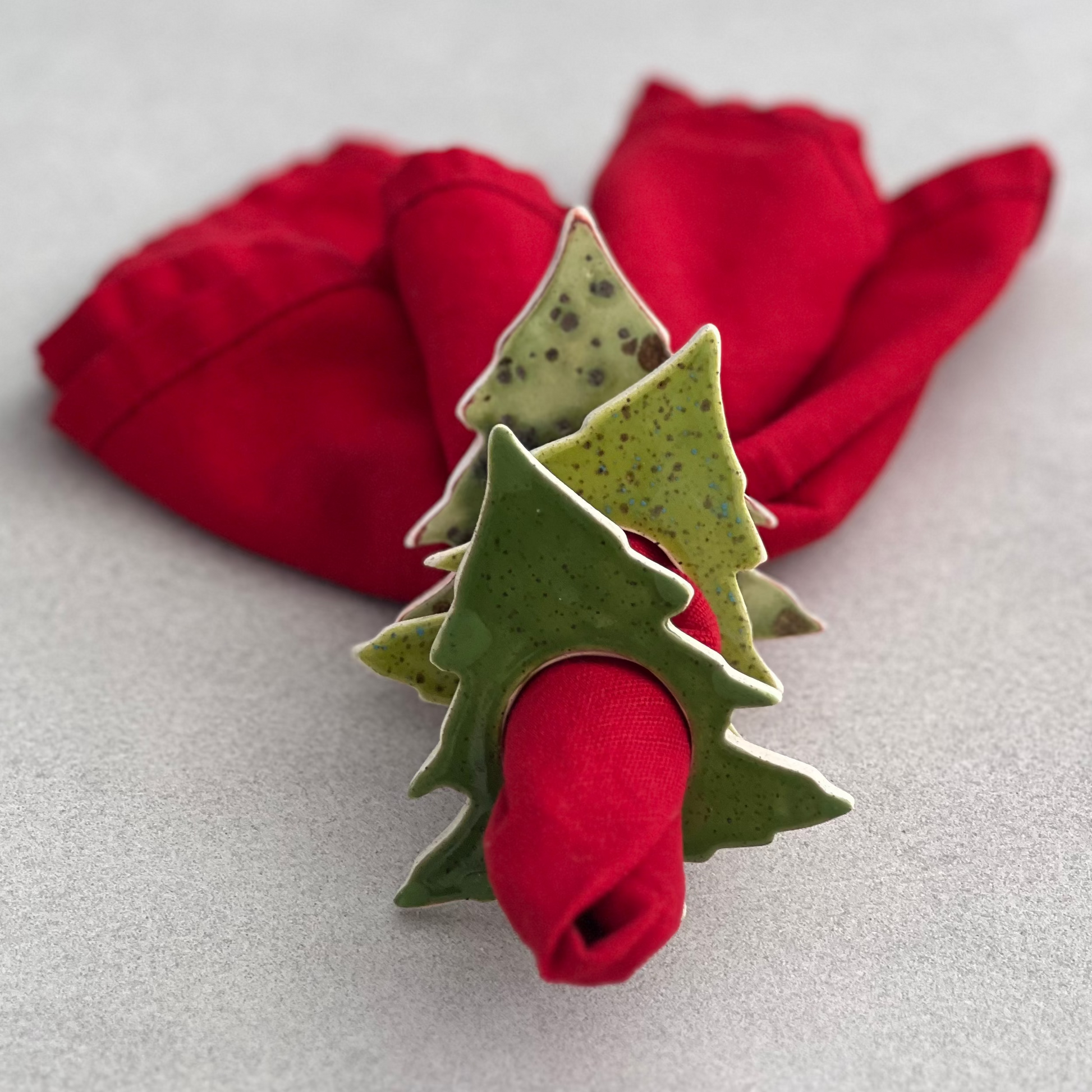 tree-shaped holiday napkin rings ceramic