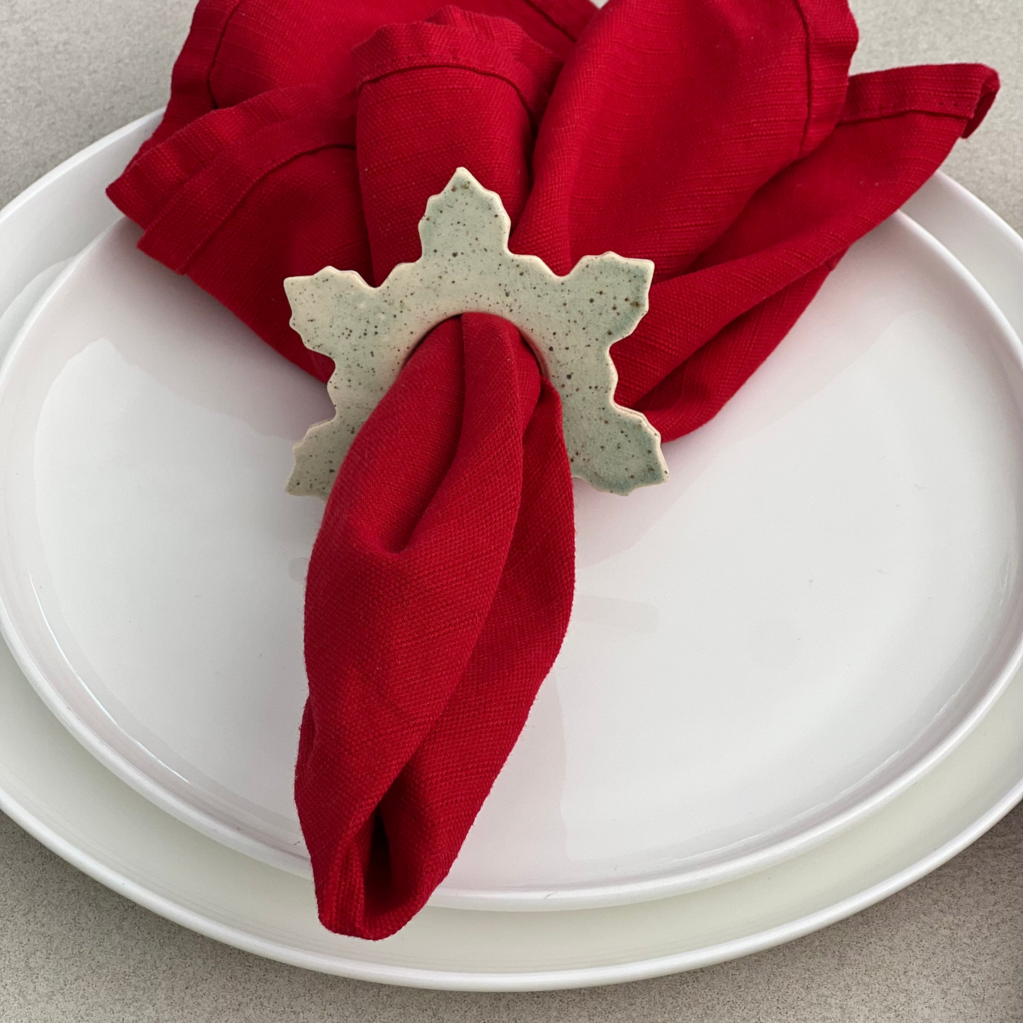 snowflake napkin ring ceramic