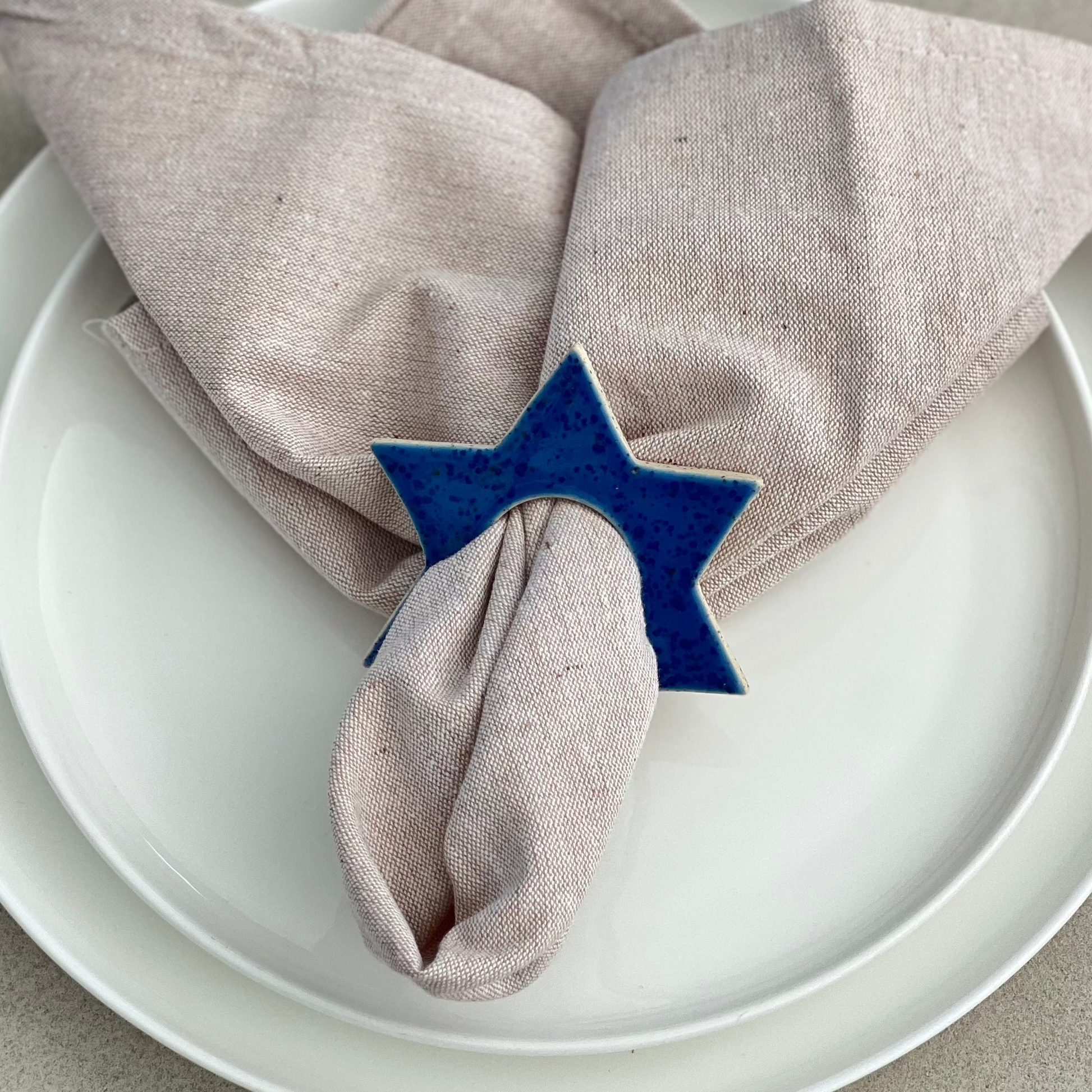 ceramic Star of David napkin rings