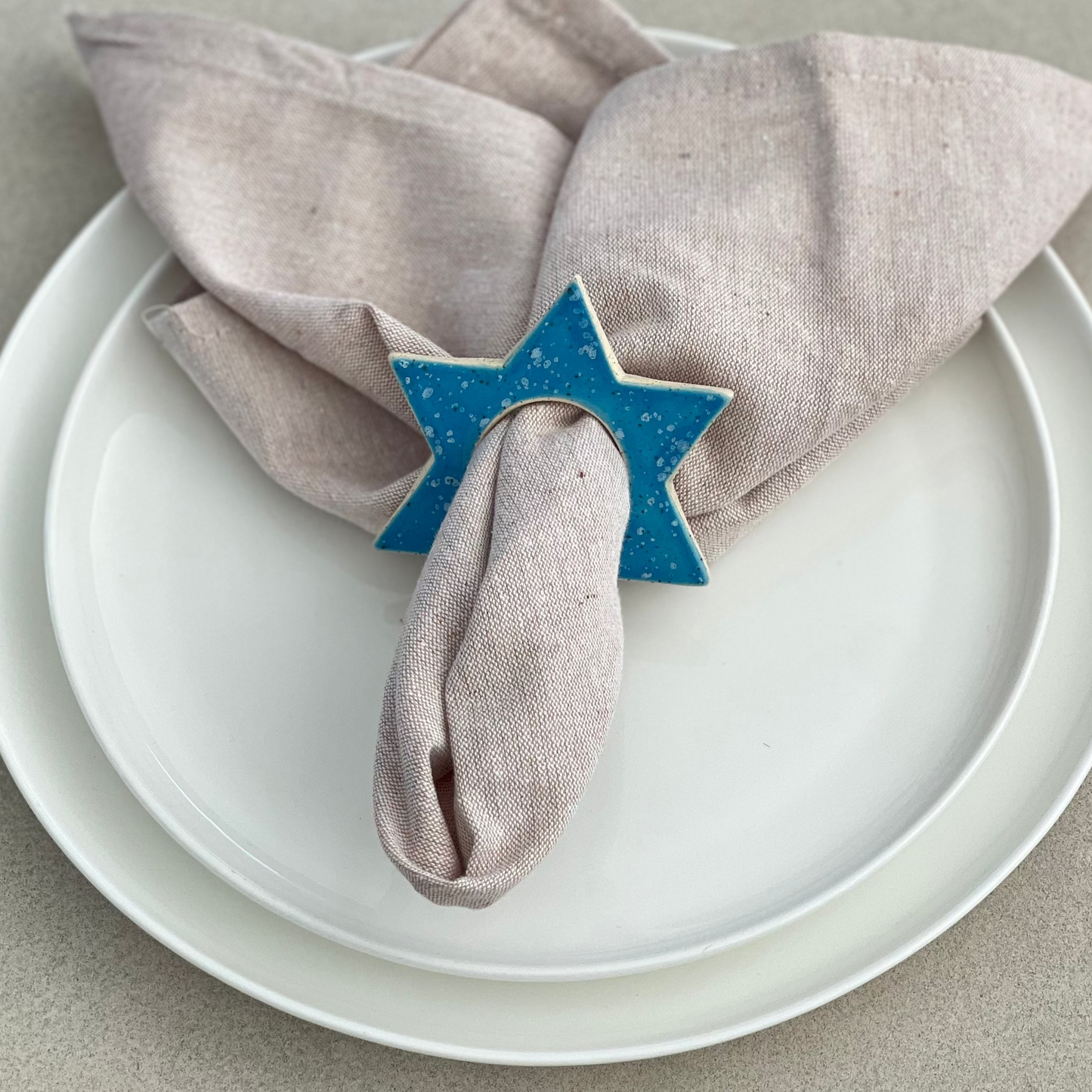 ceramic Star of David napkin rings