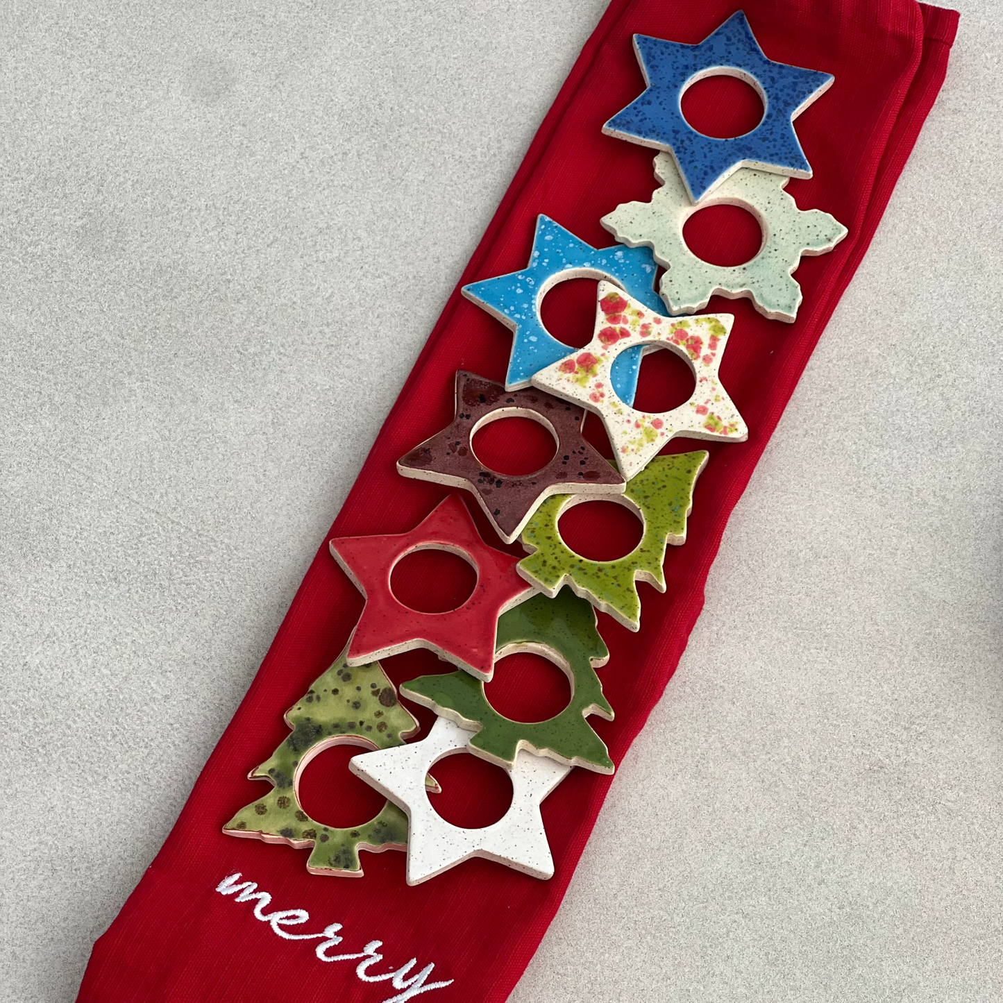 ceramic napkin rings holiday season