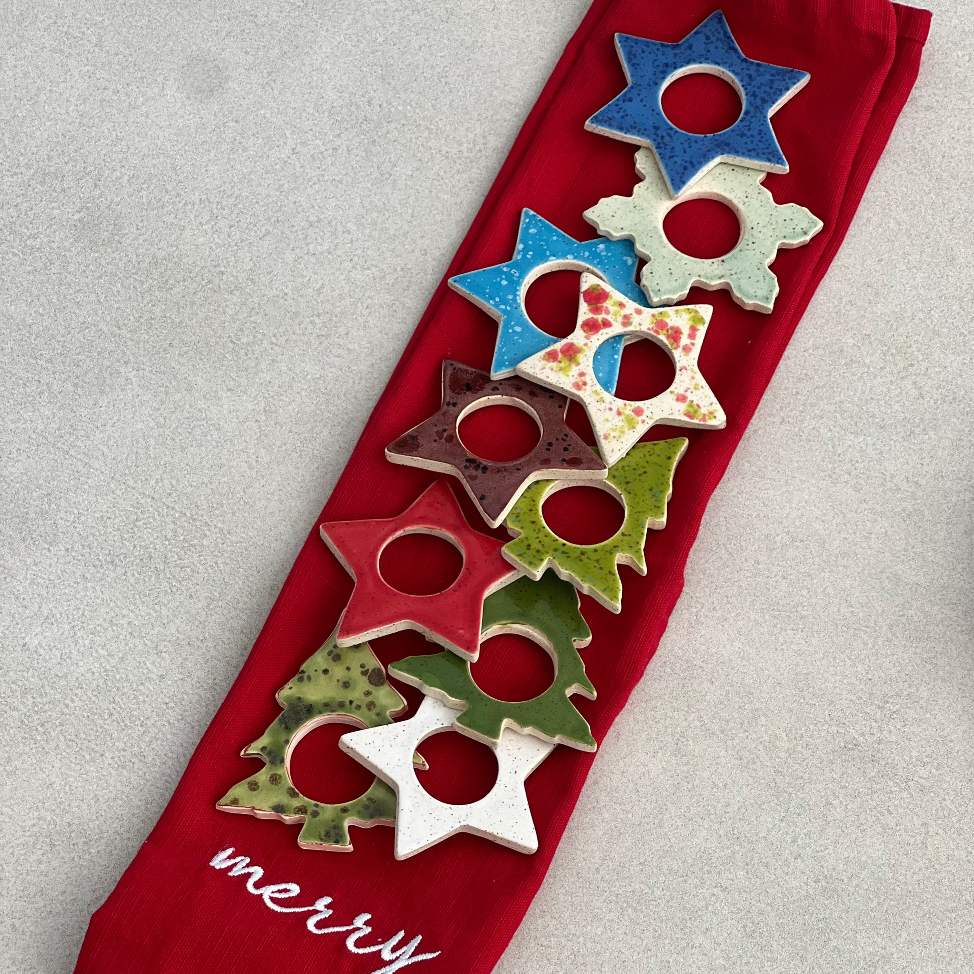 ceramic napkin rings holiday season